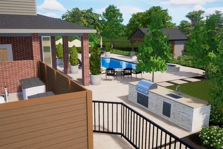 3d rendering for outdoor living space